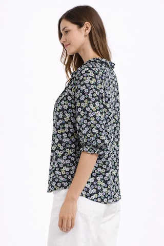 Floral Fırfırlı Düğmeli Fakir Kol Bluz Çok Renkli
