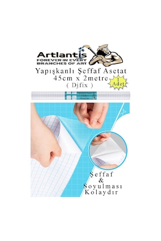 Yapışkanlı Şeffaf Asetat 1 Adet 45cm X 2 Metre Djfix Kendinden Yapışkanlı Şeffaf Rulo Asetat Transparan Soğuk Laminasyon
