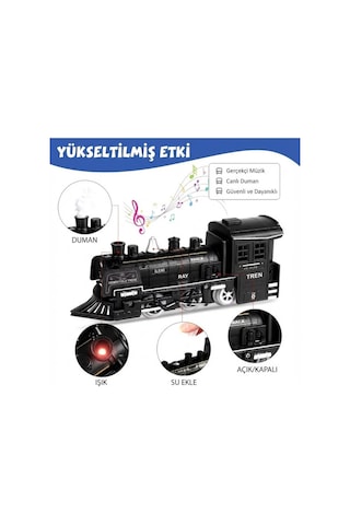 Oyuncak Pilli Raylı Tren Seti - Gerçekçi Buhar, Işık Ve Ses Efektli - 15 Parça Büyük Boy 135x75 Cm