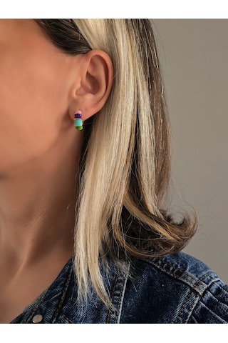 Eva Takı Store Mineli Halka Model Yaz Küpe Silver
