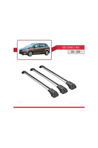 Ford Grand C-max 2011-2019 Arası İle Uyumlu Ace-1 Ara Atkı Tavan Barı Gri 3 Adet Bar