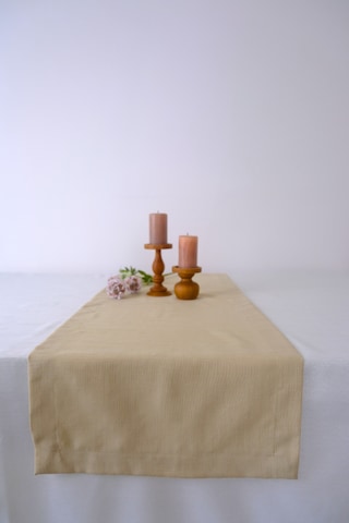 Yakacihome Bona Duck Keten Yıkanabilir Leke Tutmaz Sütlü Kahve Runner 40x140 Cm Krem