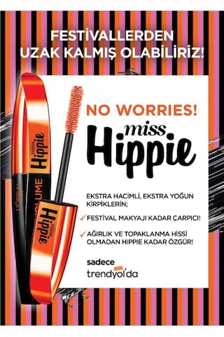 Loreal Paris Miss Hippie Mega Hacim Veren Siyah Maskara