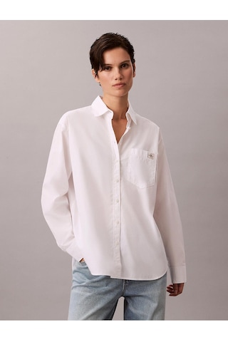 Calvin Klein Pamuklu Poplin Rahat Kesim Dokuma Kadın Beyaz Gömlek Lv047f147g-yaa-13237 Beyaz
