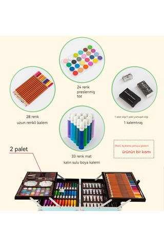 Ikkb Yeni Sanat Kırtasiye Doodle Çocuk Suluboya Kalem Seti Pembe Pony Desen 145 Parça Seti