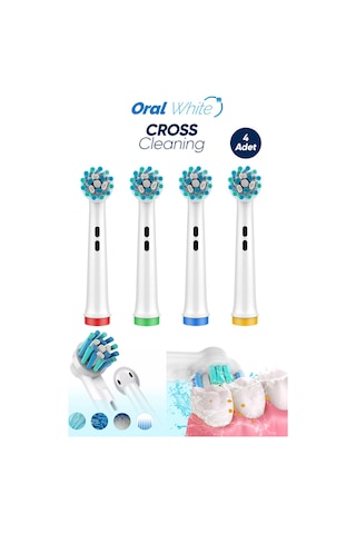 Oral White Cross Cleaning Çapraz Kıl Teknolojisi Oral-b Uyumlu 4 Adet Yedek