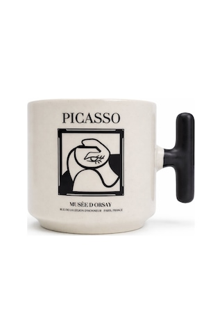 Picasso Line Art T Kulp Seramik Kupa Beyaz - Çok Renkli