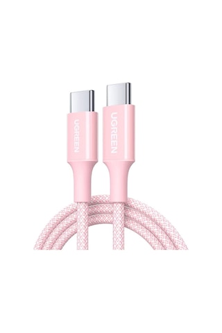 Ugreen Usb-c 100w 5a Qc Pd Örgülü Hızlı Şarj Kablosu, 1 Metre, Pembe, 65251 -