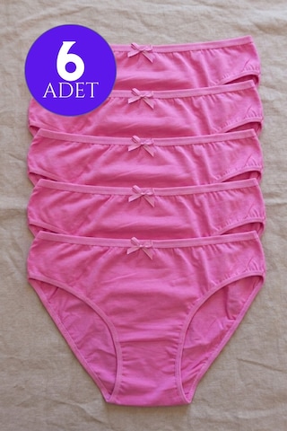 Mataş Kadın 6'lı Paket Pamuklu Bikini Külot Esnek Yumuşak İz Yapmaz İç Çamaşırı Pembe