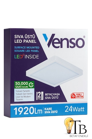 Venso 24w Kare Sıva Üstü Led Panel 3000k Gün Işığı Sarı Işık