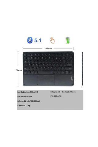 Rgb Işıklı Kablosuz Bluetooth Klavye Mouse Seti Şarjlı Ultra Slim Tablet Telefon Windows Uyumlu Diğer
