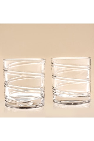Jumbo Glory Infinite Spin 2'li Çizgili Viski Bardağı 250 Ml Şeffaf