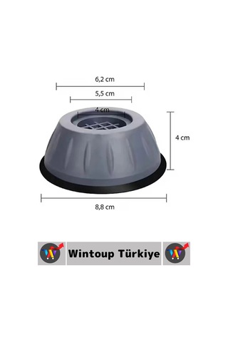 Titreşimönleyici Kaydırmaz Ses Titreşim Önleyici Çamaşır Makinesi Mobilya Sabitleyici Ayak 12 Adet Gri