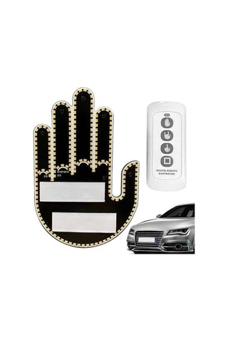 El Orta Parmak Led Kumandalı Araç İçi Reflektör Arka Cam El Simgesi Çok Renkli