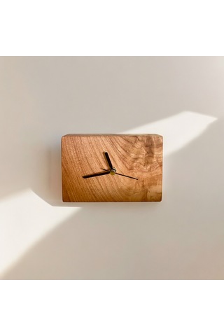 El Yapımı Kayın Ağacı Ahşap Masa Saati