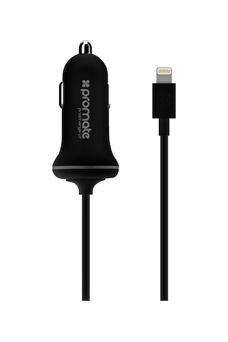 Promate iPhone Lightning Araç Çakmak Şarj Cihazı MFI Onaylı Siyah