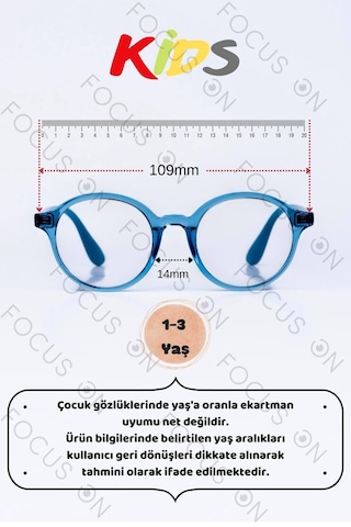 Focus On KS006-C8-EKRAN Mavi 1-3 Yaş Mavi Işık Filtreli Çocuk Ekran Gözlüğü