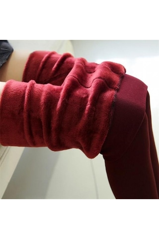 2021 Kış Sıcak Tayt Kadınlar Yüksek Bel Kız Rahat Leggins Kadınlar İçin Kalınlaşmak Rahat Esneklik Tayt Şarap Kırmızısı Bordo