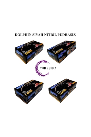 Dolphin Siyah Pudrasız Nitril Eldiven 20 x 100'lü Siyah
