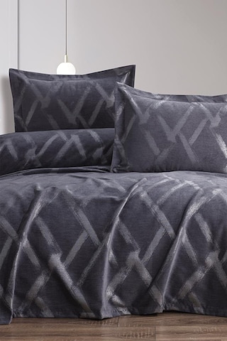 Nisan 3 Parça Çift Kişilik Pike Takımı 240x260 Antrasit Antrasit