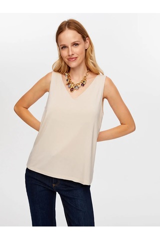Faik Sönmez Modallı V Yaka Örme Kadın Atlet W26atl011 Taş