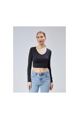 Virago Soft Touch V Yaka Crop Uzun Kol Bluz/body Siyah - 686786235 Siyah - 686786235 Siyah