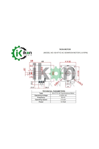 14W 2 5Rpm 60Ktyz Ac Senkron Motor