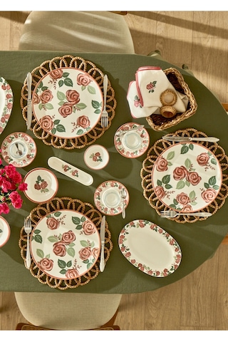 Bella Maison Rose Porselen 6'lı Servis Tabağı 26 Cm Çok Renkli