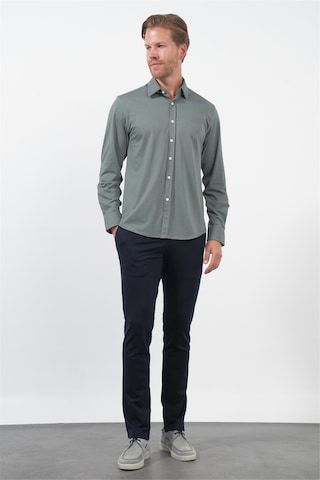 İmza Haki Tulum Yaka Uzun Kol Cepsiz Örme Slim Fit Pamuklu Gömlek 1004260208 Açık Haki