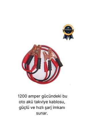 Çantalı %100 Bakır Kalın Kablo Ve Hızlı Şarj Güçlü 1200 Amper Oto Araç Akü Şarj Takviye Kablosu 2m