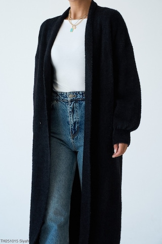 Kadın Giyim Oversize Uzun Peluş Hırka Yumuşak Dokulu, Rahat Ve Şık Tasarım Şık Kombinler Siyah