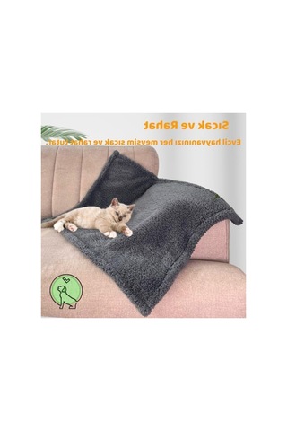 Yıkanabilir Peluş Kedi Köpek Battaniyesi, Gri, 80x100 Cm Acı Kahve - Pembe