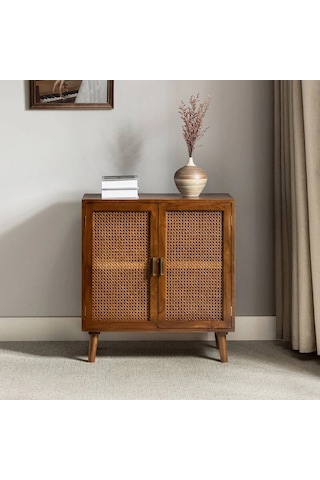 Dark Walnut Hazeran Detaylı Masif Büfe Ceviz