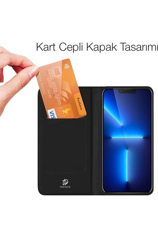 Dux Ducis Apple Uyumlu iPhone 13 Pro Max 6.7Inç Kilif Kapakli Flip Cover Kili 143958216 - Renk / Siyah