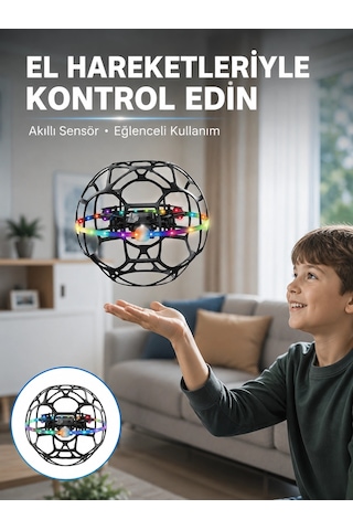 Led Işıklı Futbol Topu Mini Drone Akıllı Sensörlü El Kontrollü Belirtilmemiş