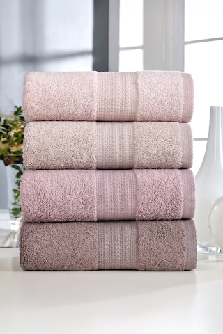 Elart Rainbow Havlu Seti Pamuklu 4 Adet 50x90 Cm Pudra Pudra