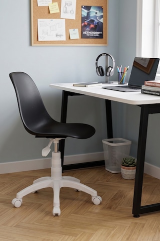 Vilinze Eames Çalışma Koltuğu Tekerlekli Ofis Sandalyesi Siyah