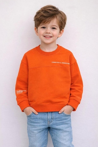 Wanex Erkek Çocuk Uzun Kollu Baskılı Sweatshirt Turuncu 4 9 Yaş Turuncu