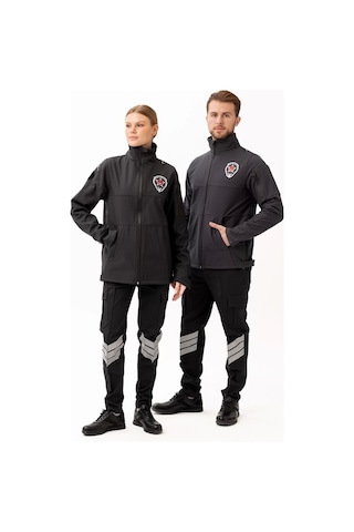 Kışlık İş Güvenliği Softshell Mont Kıyafetleri Rüzgar Geçirmez Nefes Alabilen Montu Füme