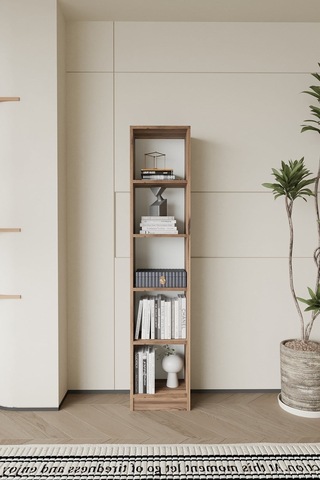 Linea Slim Kitaplık 5 Raflı Ahşap