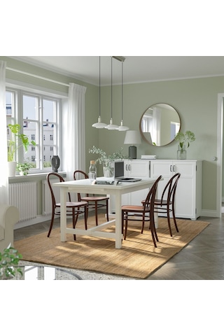 Yemek Masası Takımı, Beyaz-koyu Kahve, 4 Sandalyeli, Açılabilir Beyaz
