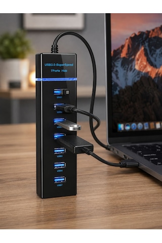7 Girişli Usb 3.0 Hub 5gbps Led Göstergeli Usb Çoğaltıcı