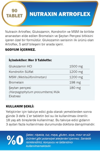 Nutraxin 2 Adet Nutraxin Artroflex 90 Adet Tablet - Glukozamin-msm-kondroitin-bromelain-şeytan Pençesi