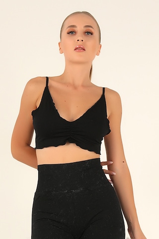 Doremi Büzgü Detay Ayarlanabilir Askılı Büstiyer Sıyah-xs siyah