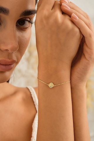 Sefa Gold 14 Ayar Altın Yonca Bileklik Sarı - Beyaz Altın