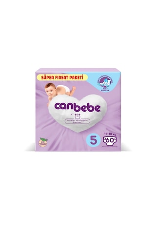 Canbebe Bebek Bezi 5 Numara Junior Süper Fırsat Paketi 60 Adet