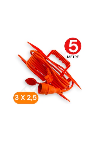 5 Metre Uzatma Kablosu 3x2,5 Mm Ttr Bakır Kablo Erkek Fiş-dişi Fiş Baskılı Diğer