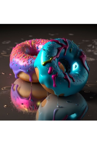 Donut Makaron Mutfak Pastahane Ve Kafelere Asmalık Hd Baskı Kanvas Tablo