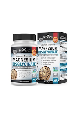 Bioschwartz Maximum Absorption Magnesium Bisglycinate Sleep, Muscle, Bone & Joint Support 360 Veggie