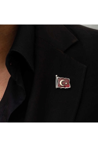 Gümüş Türk Bayrağı Rozet Çok Renkli